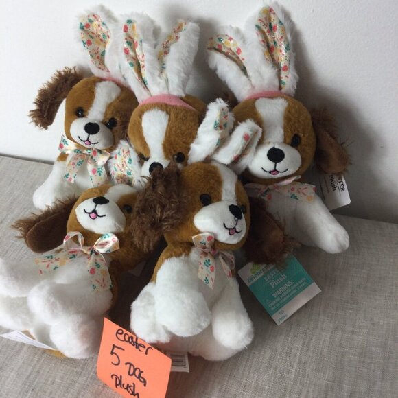 Lot of 5 Way to Celebrate Easter Stuffed Animal Puppy Dog Flower Bow Plush Toy - Picture 4 of 4